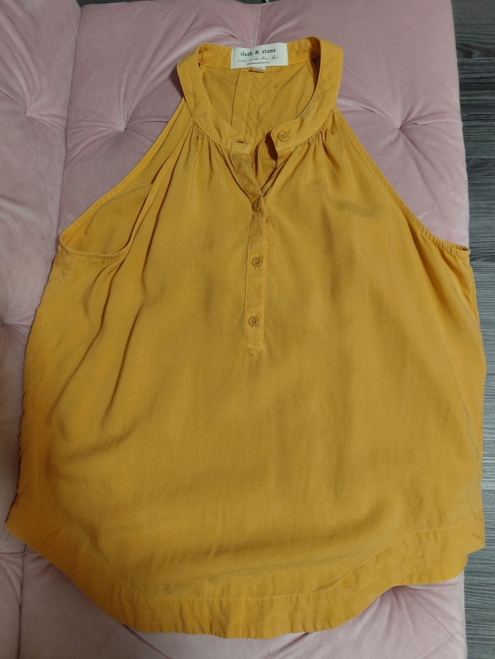 cloth & stone Mustard Yellow Button-Front Tank Top